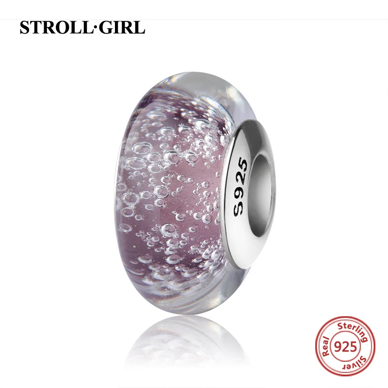 StrollGirl 925 silver sparkling Murano glass beads red color diy charms fit authentic pandora bracelet jewelry accessories gifts - Цвет: G1021