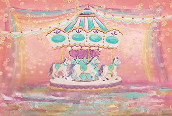 

baby birthday party backdrop cartoon carousel dessert table decoration baby shower background photo studio props digital xt-6759