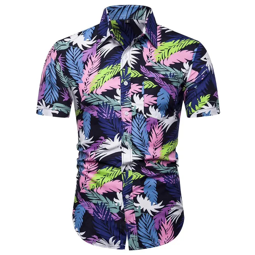 

Hawaiian Shirt for Men Floral Short sleeve Social Shirt Men's clothing Flower Casual Blouse Men Summer New