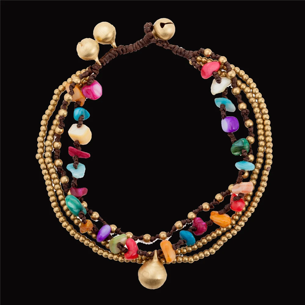 

AMOURJOUX Ethnic Colorful Stone Handmade Multilayers Beaded Leg Anklets For Women Ankle Bracelet Woman Anklet Foot Jewelry
