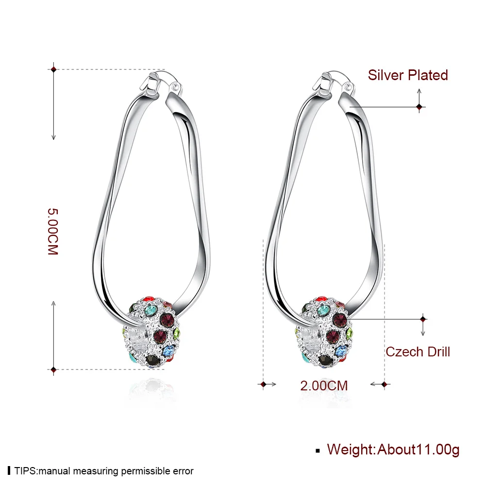 Очаровательные серьги-кольца Brincos с круглыми кристаллами, Женские Ювелирные изделия, посеребренные Модные Цветные циркониевые серьги для женщин