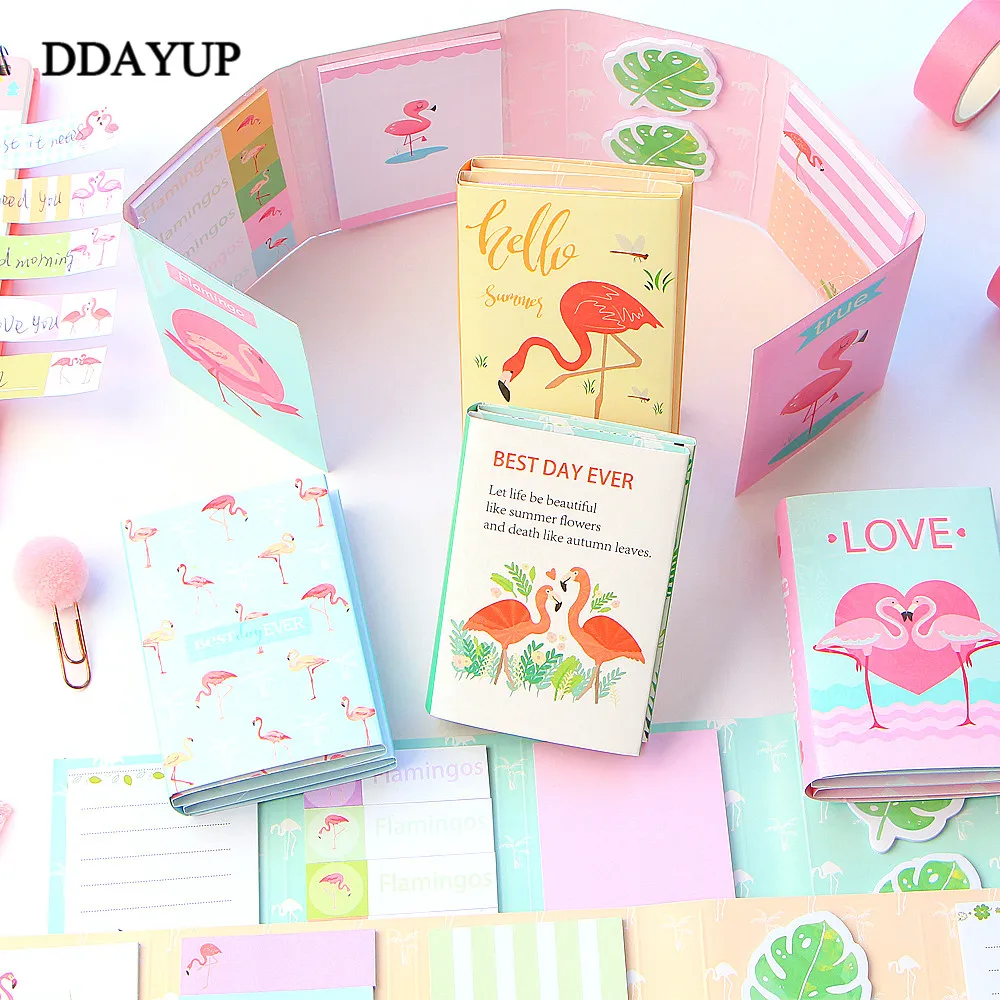 

Cute Flamingo Memo Pad 6 Folding Paper Sticky Notes Planner Stickers Writing Pads Creative Stationery Office School Supplies