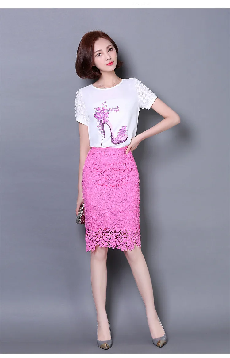 Кружевная юбка для женщин, элегантная летняя юбка-карандаш с высокой талией, модная Корейская стильная открытая, Офисная Женская одежда
