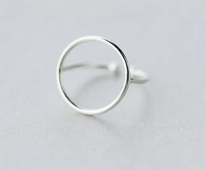 По-настоящему. 925 пробы серебряные ювелирные изделия открытое круглое кольцо настраиваемый очаровательный геометрический Стерлинговое Серебро-ювелирные изделия свободный размер GTLJ1105