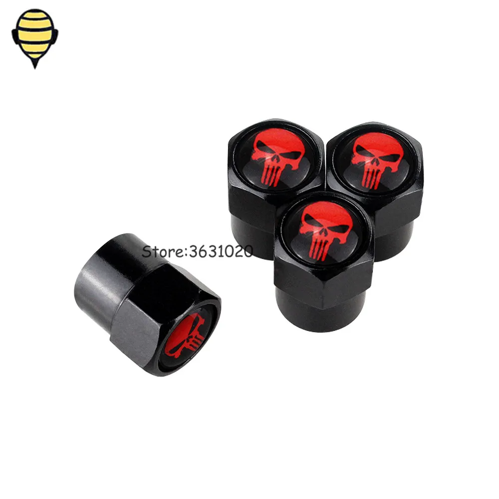 

For Skull Skeleton Logo Wheel Tire Valve Stem Caps Car Styling For Vauxhall Peugeot SEAT MINI Cooper KIA Mazda Infiniti Jeep BMW