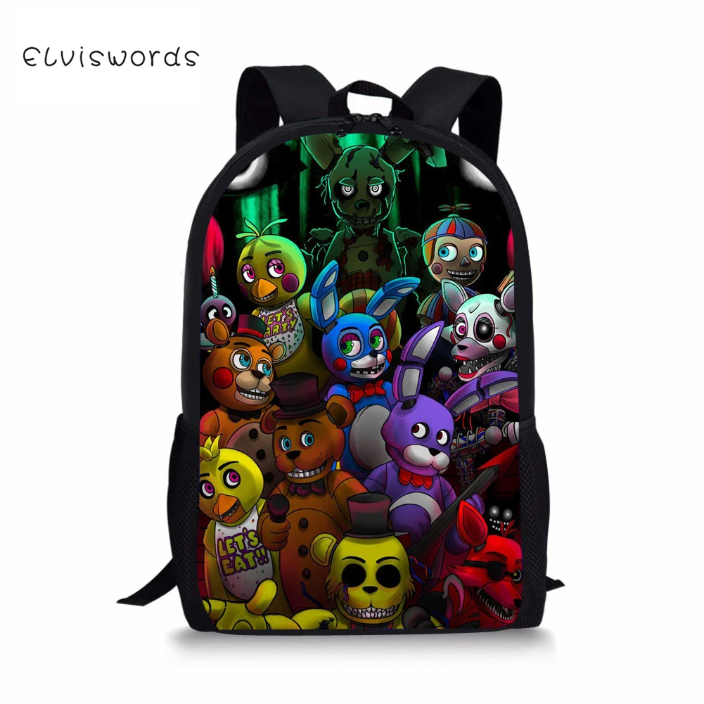 ELVISWORDS Five Nights at рюкзаки с принтом Фредди для мальчиков и девочек Сумка учеников
