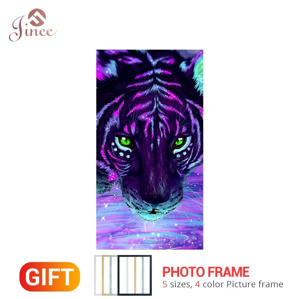

5D DIY Diamond Painting Animal Purple Tiger Cross-stitch Drill Rhinestone Embroidery Full Circular Mosaic Home Decor Painting