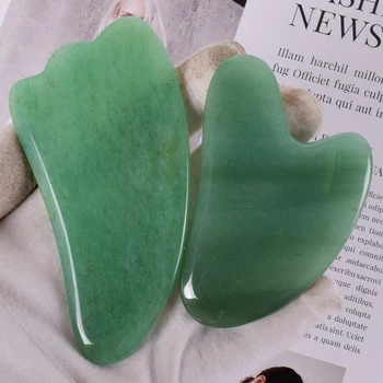 

Jade Gua Sha Tool Natural Aventurine Face Massage SPA Acupuncture Scraping Healing Green Stone For Body Neck Health Care