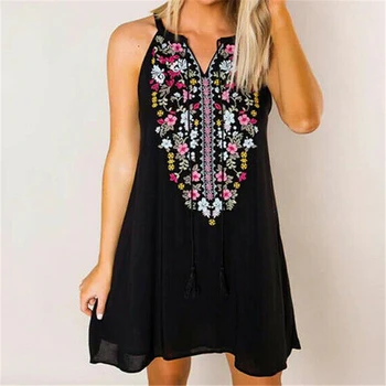 

Summer Women Dress Sexy Boho Style Sleeveless Woman Evening Party Clothes Beach Mini Dress Sundress Women Dresses Ladies Dresses