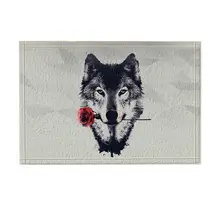 Декор для душа диких животных ручной росписью волка с розой коврик для ванной нескользящий дверной коврик пол вход