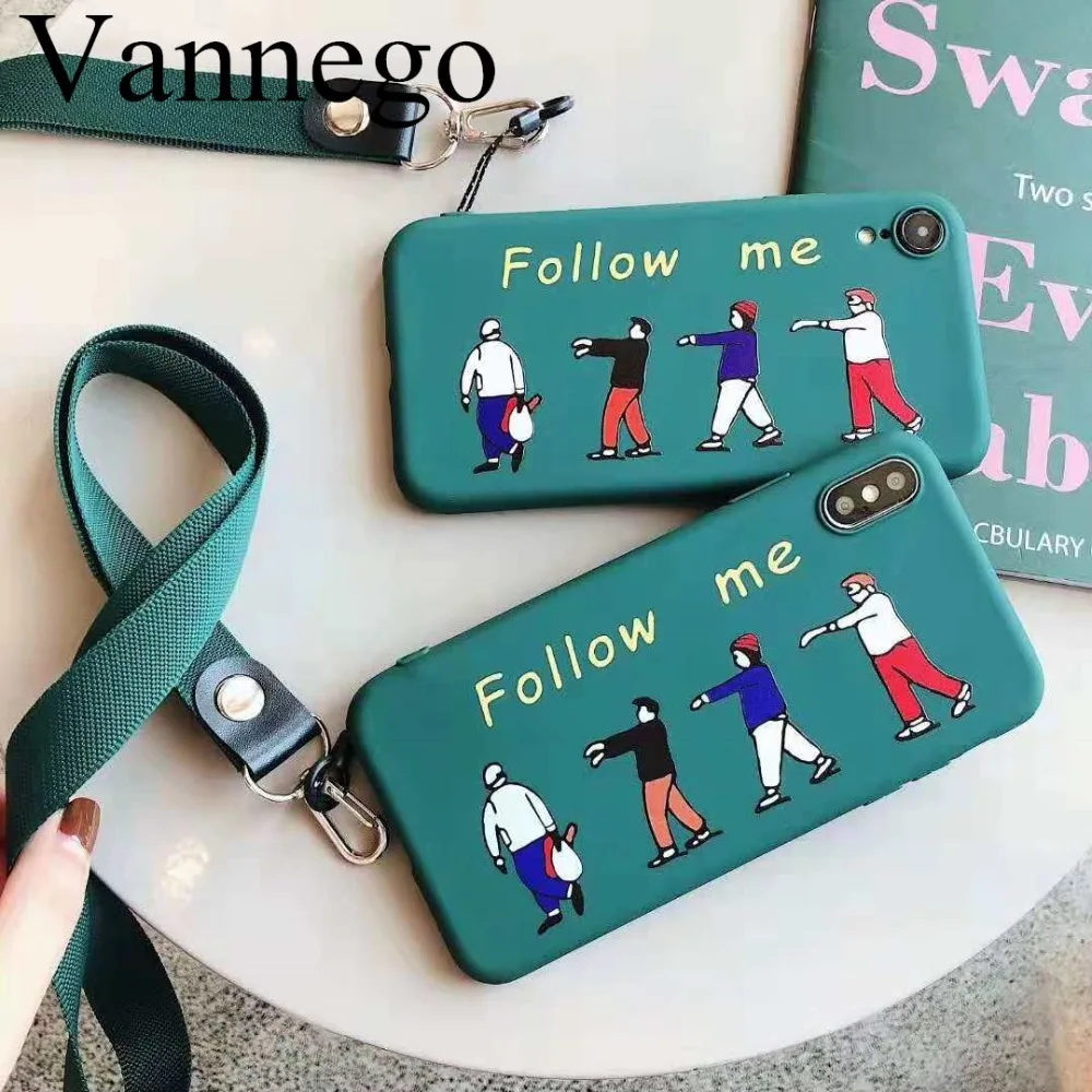 

Vannego phone case for iPhone X Xs Max XR 7 8 plus 6 6s plus soft TPU silicone back cover with straps cartoon cute case funda
