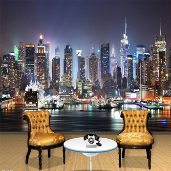 

Custom 3D Photo Wallpaper Wall Cloth Home Decor New York City Night View Mural Living Room Study Bedroom Backdrop Wall Covering