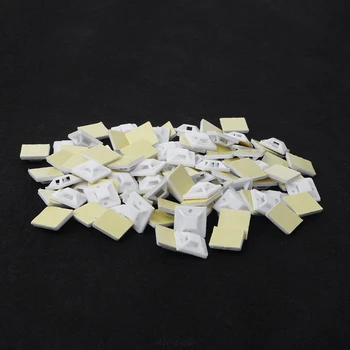 

100pcs 20x20mm Self Adhesive Cable Wire Zip Tie Mounts Mounting Base Clamps Clip