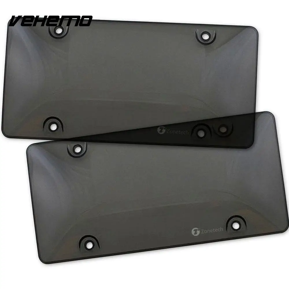 

2 Pcs Gray Tinted Smoke Durable License Plate Cover Transparent Protective Cover License Plate Frame Tap Holder