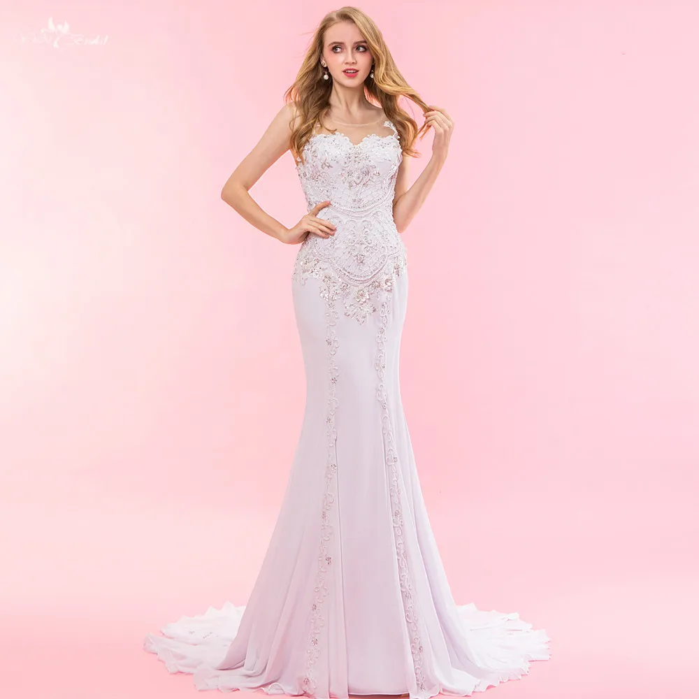 RSW1324 реальные фотографии Yiaibridal Русалка Кристалл бисера Кружева шифон свадебное платье - Цвет: picture color