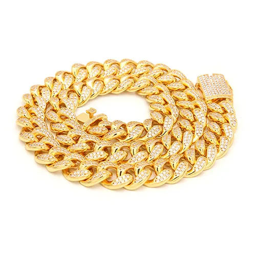 UWIN тяжелое ожерелье из циркония, кубинское звено, 20 мм, хип-хоп, модная панк-цепочка для колье, шикарные ювелирные украшения - Окраска металла: Gold