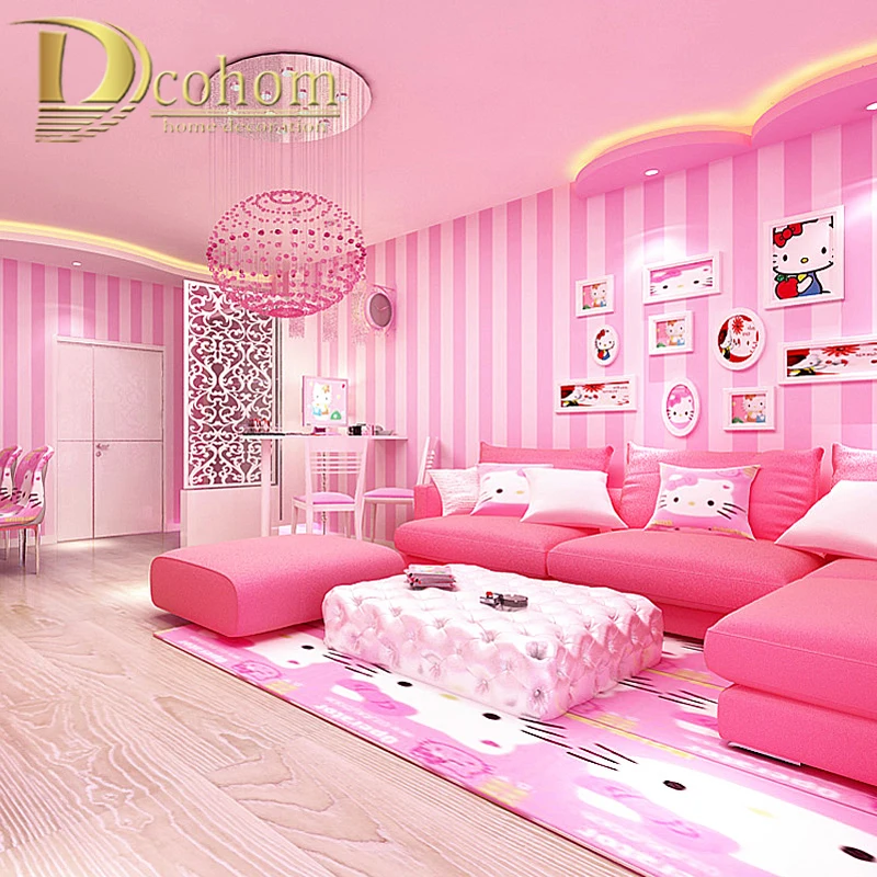 Hello Kitty Wallpaper - Smooth - Pink Kids Room - Feature Wall