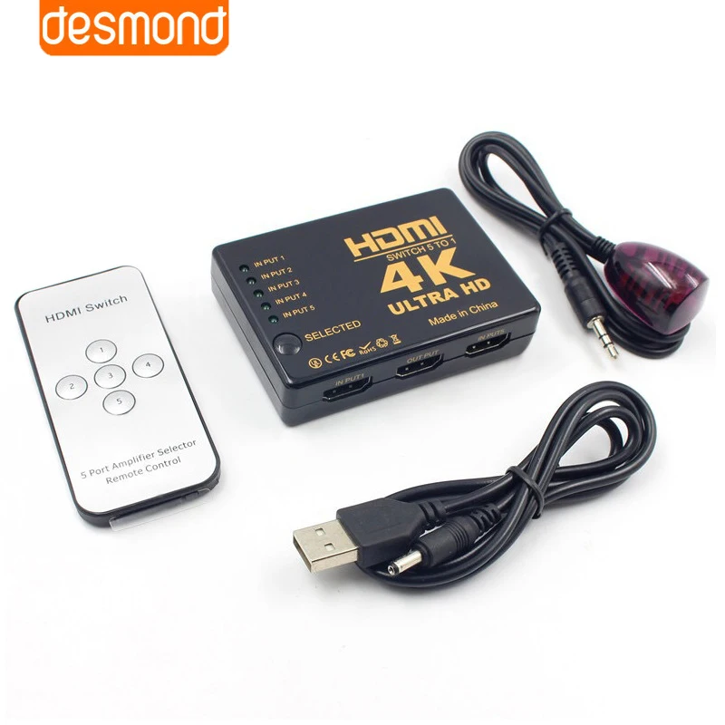 

Ultra HD 4K*2K HDMI Switch Switcher 3x1 5x1 HDMI Splitter IR Remote Control USB Power for DVD HDTV Xbox PS3/4 Projector Monitor
