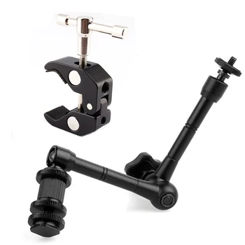 

11 Inch Adjustable Articulating Magic Arm + Super Clamp Crab Plier Clip ForCamcorder LCD Monitor LED light DSLR Camera
