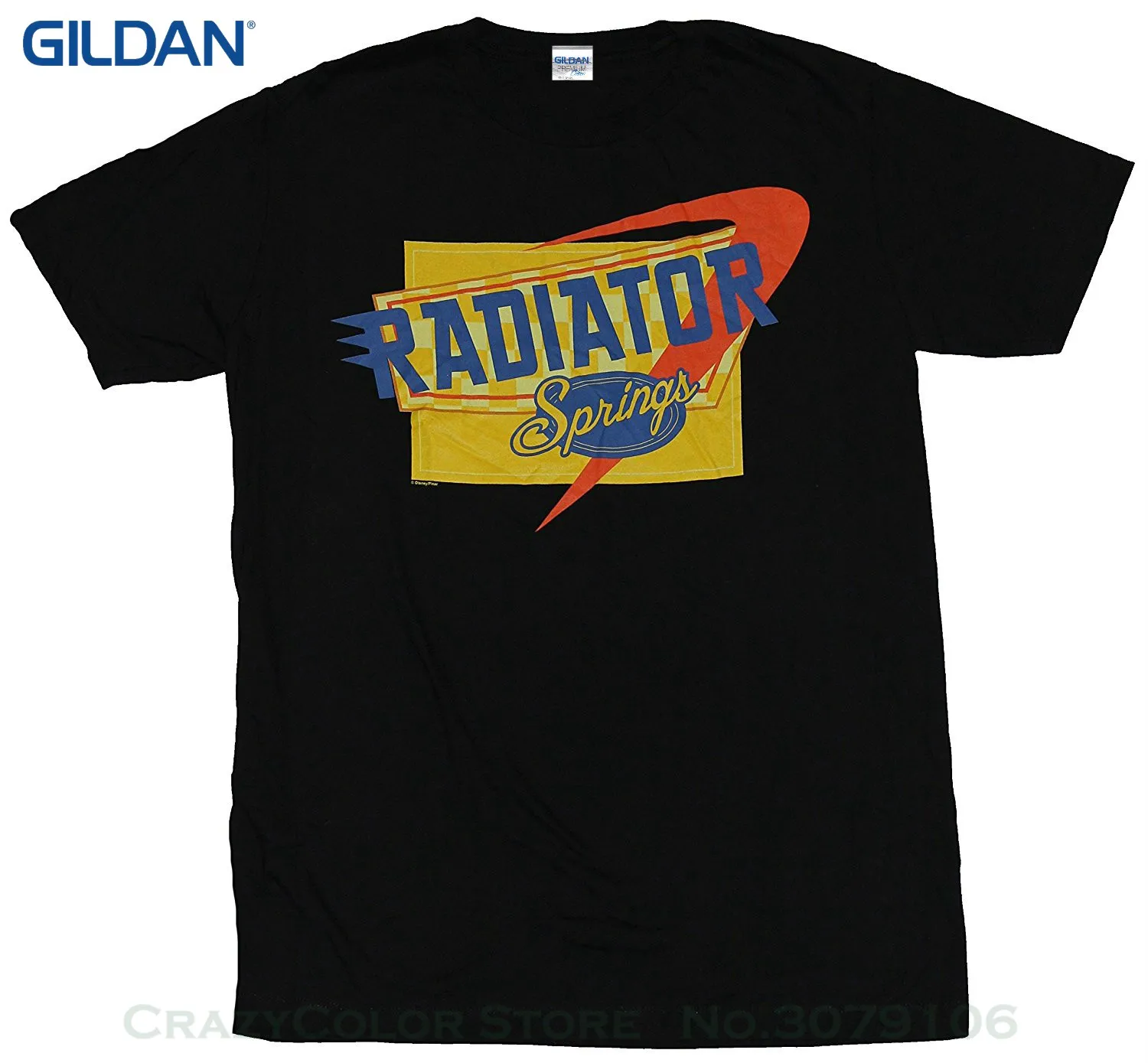 Summer Short Sleeves T-shirt Fashion Cars (pixar) Mens - Radiator Springs Yellow Swoop Logo Image |