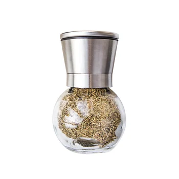 

1PC Stainless Steel Circular Glass Pepper Mill Standard Spice Salt Pepper Grinder Shaker DIY Cooking Kitchen Tool KC1555