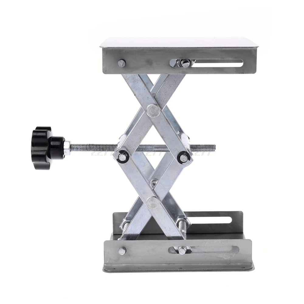  Laboratory Lifting Platform Stand Rack Scissor Jack Bench Lifter Table Lab 100x100mm Stainless Stee