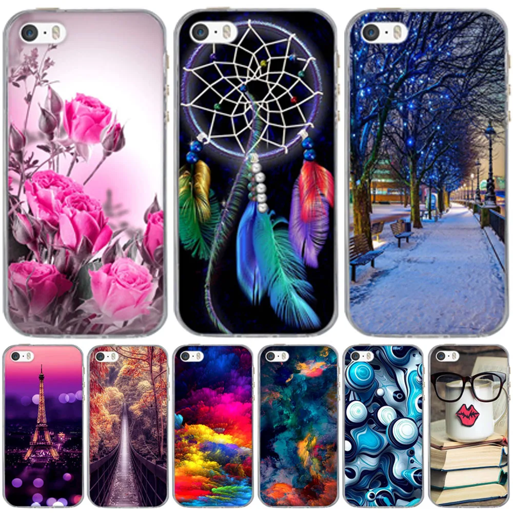 

for Apple iPhone 5 5S SE iPhone5 Animal Scenery City Pattern Rubber TPU Soft Cover For Mobile Phone Protective Case For Apple