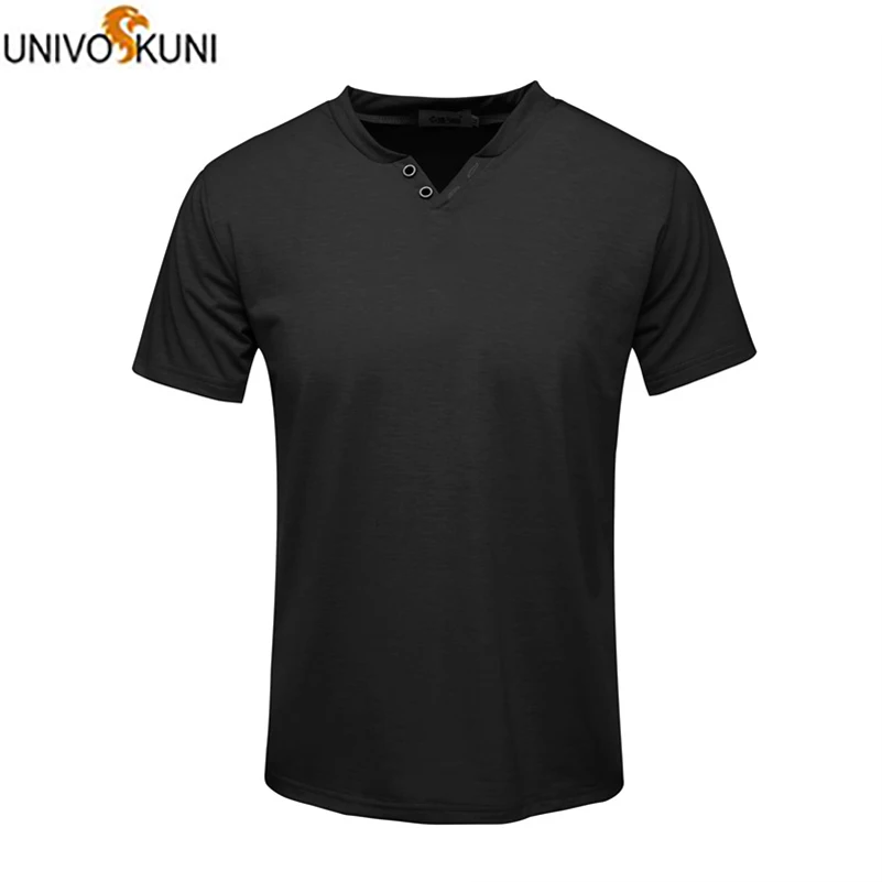 

UNIVOS KUNI 2019 Men‘s top casual T-Shirt Fashion Solid Color Slim Fit Summer Brand Boys Male Big Size 3XL Q6004