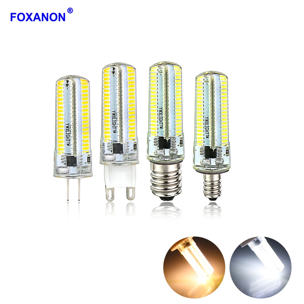 Светодиодный светильник Foxanon G9 лампа с регулируемой яркостью E11 E12 E17 G8 SMD 3014 30 Вт 40