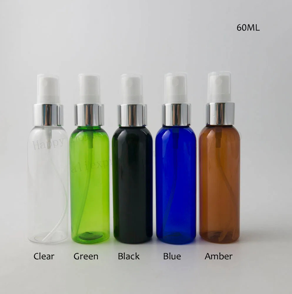 

100 x 60ml Clear Green Black Blue Amber PET Plastic Bottle Atomizer Perfume Mist Spray 2oz Pet Cosmetic Parfum Sprayer Bottle