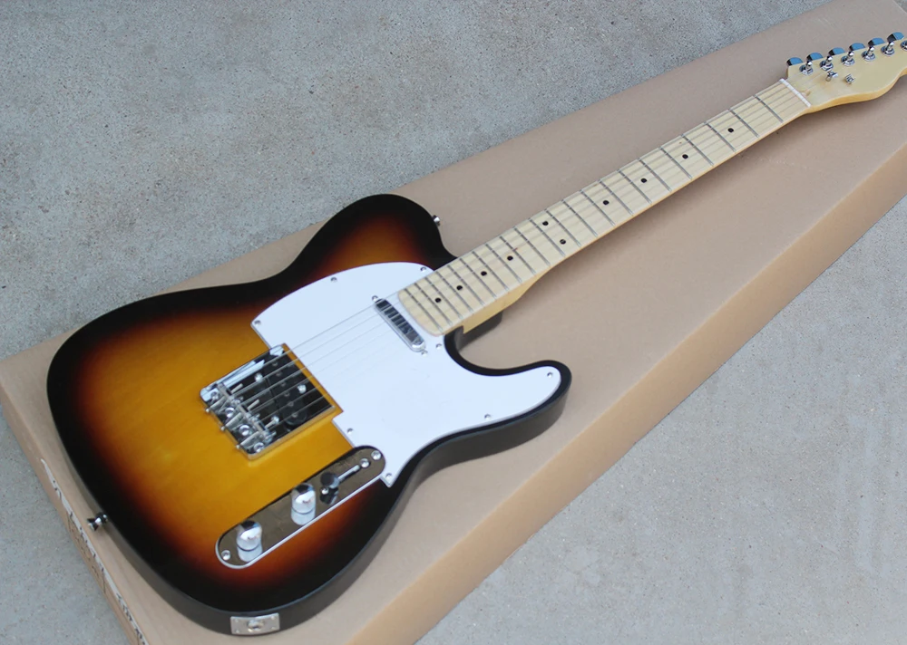 

Tobacco Sunburst Electric Guitar with White Pickguard,Maple Fingerboard,Chrome Hardwares,offer customized services