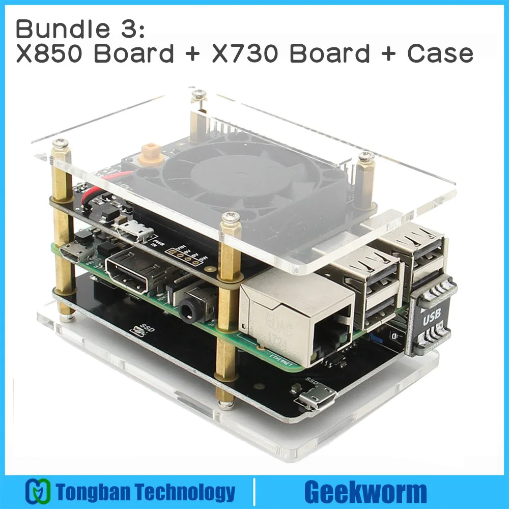 Raspberry Pi X730 управление питанием с безопасным выключением и функцией автоматического охлаждения Плата расширения для Raspberry Pi 3B+(plus)/3B - Цвет: X730 and X850 w Case