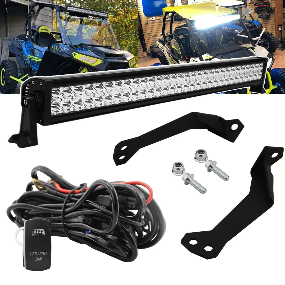 

30 inch 180W Off-road Combo Straight LED Light Bar w/Wiring Kit & Below Roof Bracket Fit POLARIS RZR1000 XP RZR900