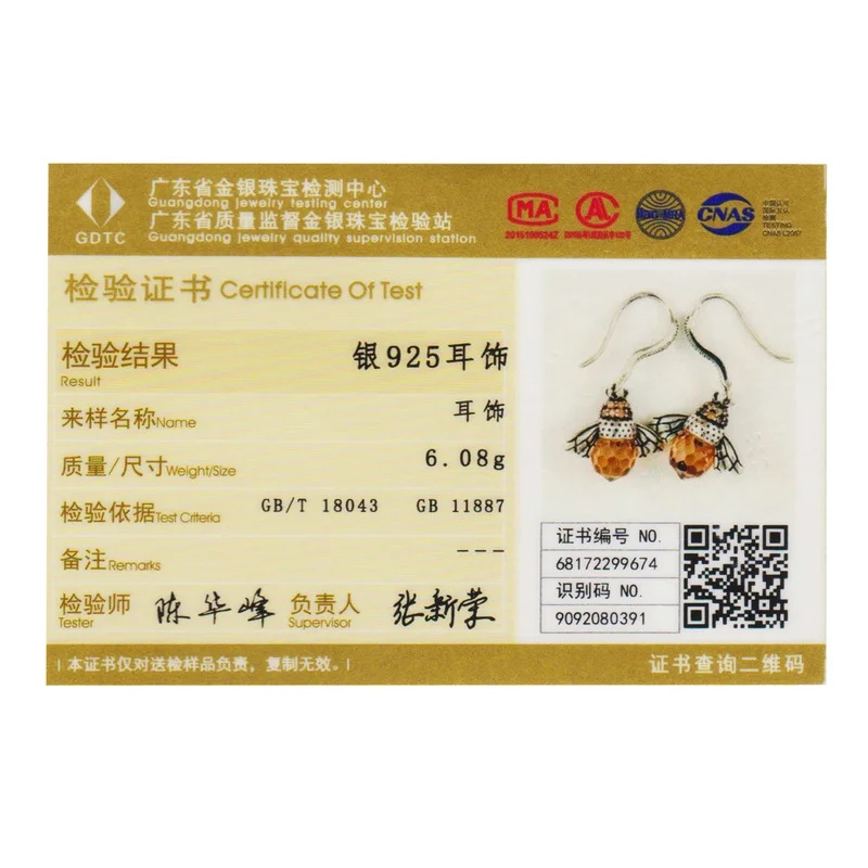 Женские серьги подвески в виде пчелы из серебра 100% пробы|earrings for|dropping earrings for womendrop
