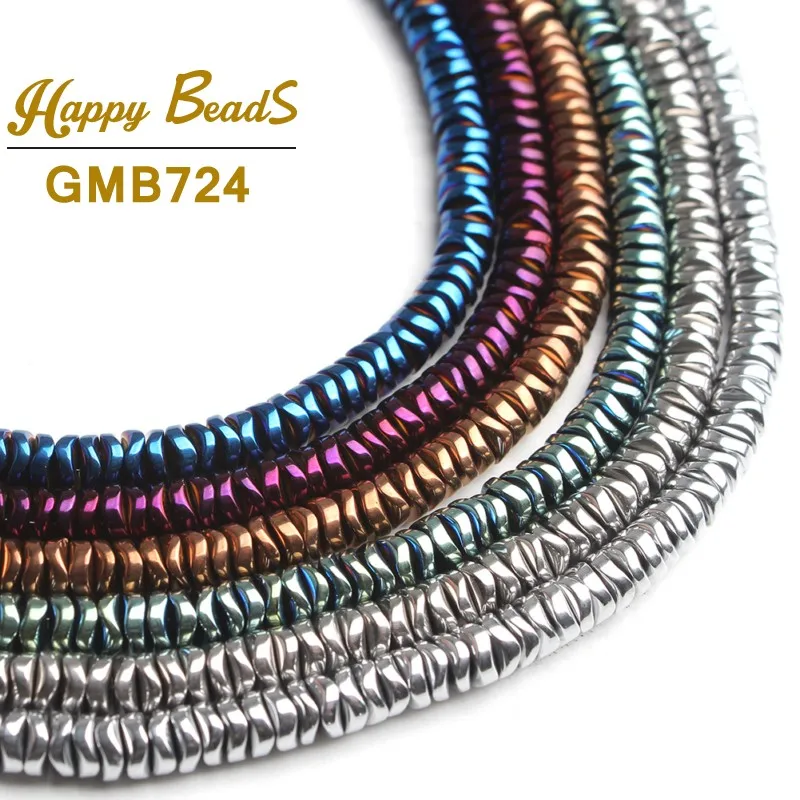 

4mm Natural Hematite Stone Beads Multi Colors Flat Loose Spacer Beads For Jewelry Making DIY Bracelets Necklace Charms 15inches