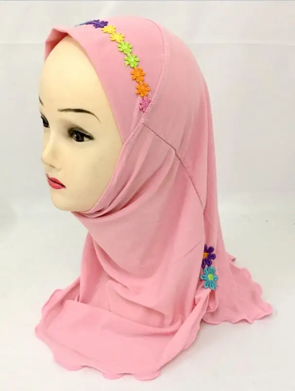 Девочки Дети мусульманский красивый хиджаб исламский, арабский шарф шали цветочный узор