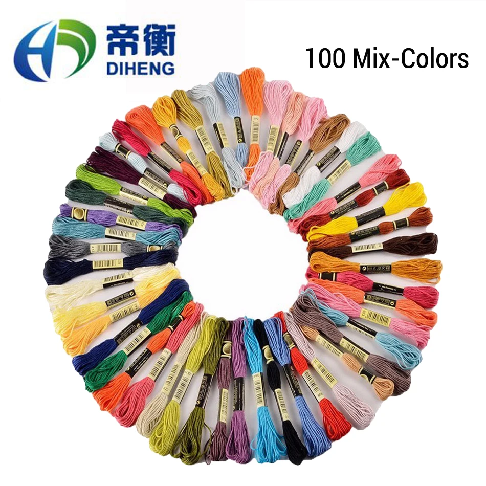 DMC Embroidery Floss 100 mix Colors Cross Stitch Cotton Thread cross-stitch kit accessories dmc Sewing Skeins Craft | Дом и сад