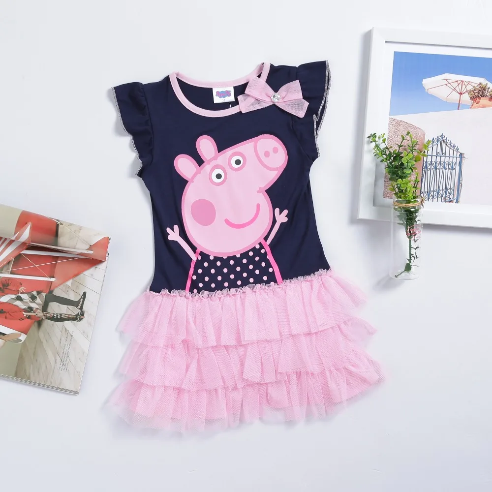 4piece/lots color navy Peppa pig clothing baby girls dress peppa dress