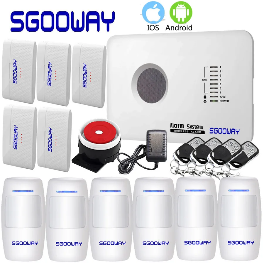 Sistema de Alarme Polonês sem Fio Alarme de Segurança em Casa Sgooway Russo Inglês Espanhol App Gsm