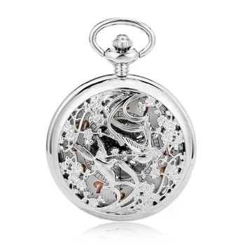

Double Lover Birds Pendant Silver Tone Mens Womens Pocket Watch Mechanical Hand Winding Fashion Designer FOB Pocket Watch Gift