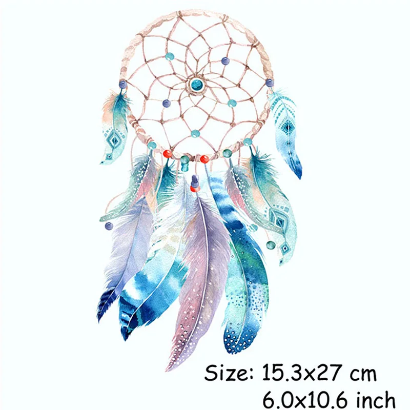 Applique Large Blue Yellow Dream catcher Patch Iron On Heat Transfer