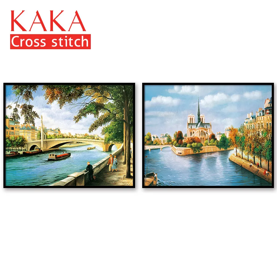 

Cross stitch kits,Embroidery needlework sets with printed pattern,11CT-canvas for Home Decor Painting,Landscape Full NCKS030