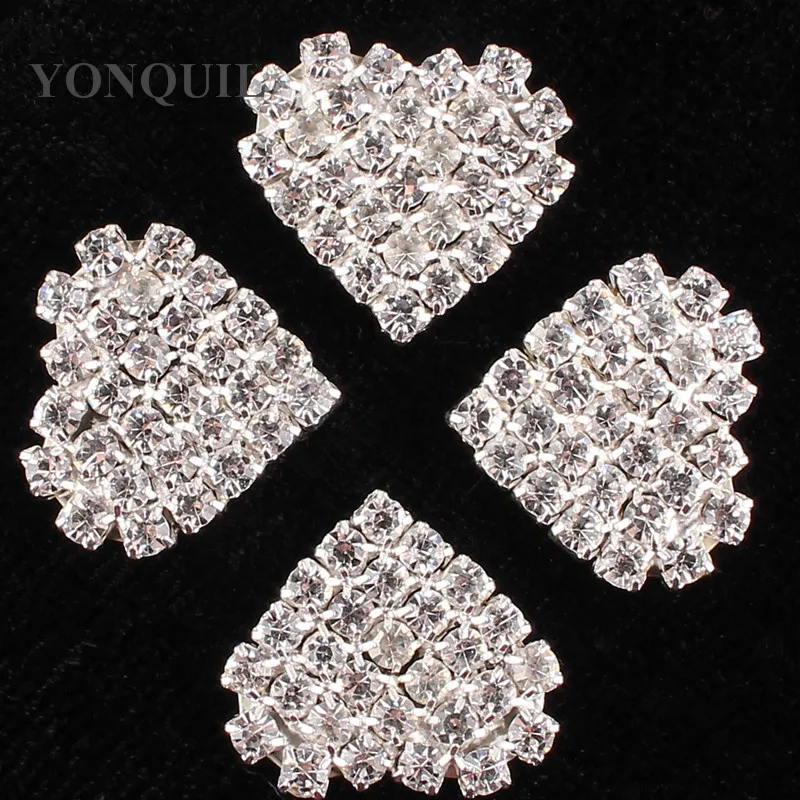 

15 Pcs/lot Wholesale 15*17 MM Flat Back Rhinestone Button new design heart shape For Hair Flower Wedding Invitation SYBB117