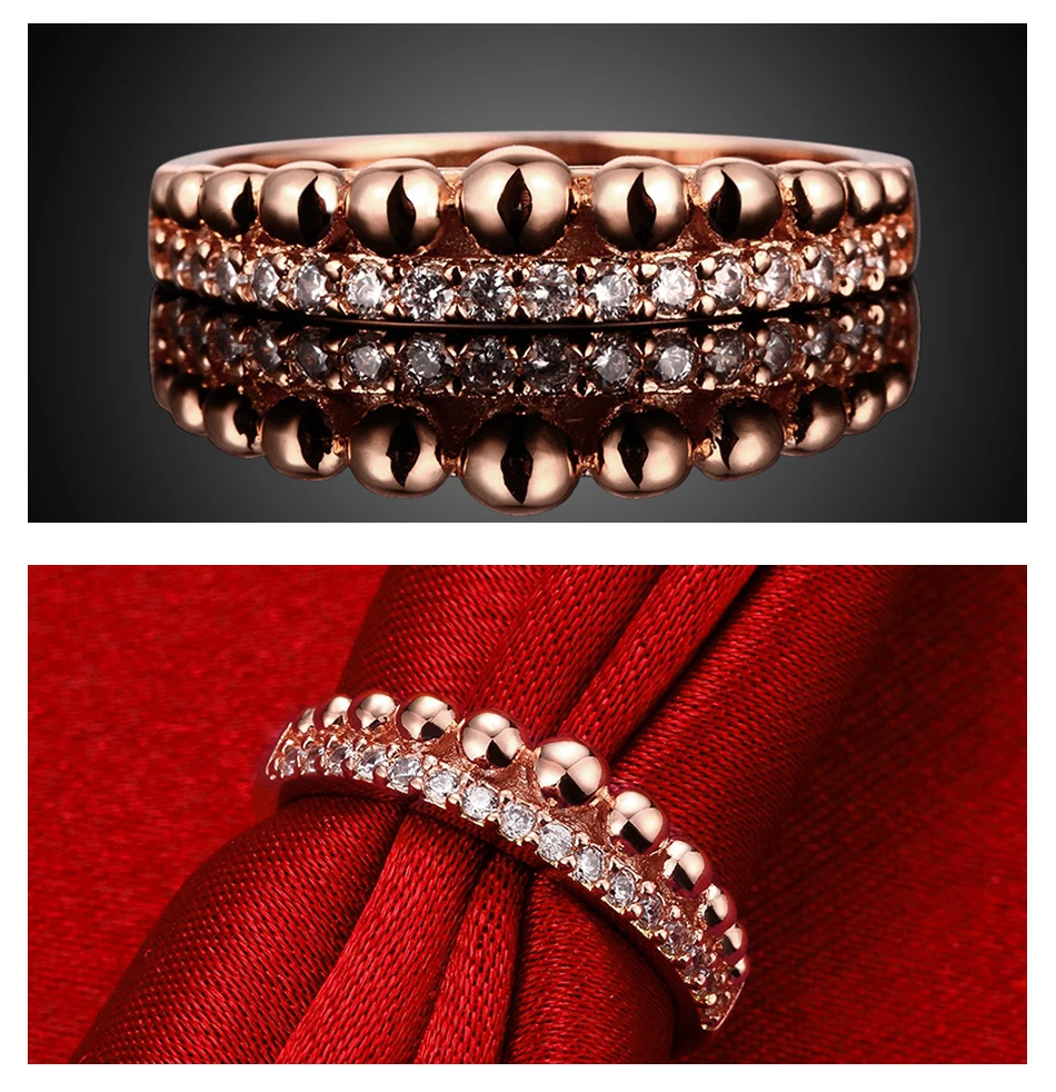 UMODE, модные кольца с кубическим цирконием для женщин, круглые кольца розового, золотого, серебряного цвета, Женские Ювелирные изделия UR0459