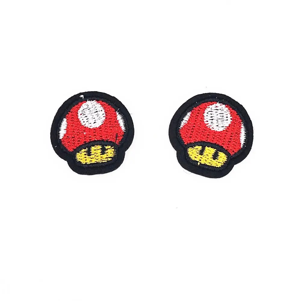 

2PCS/lot Super Mario Mushroom embroidered on Sew Iron on patches Bags jacket patches DIY applique patch Garment clothes sticker