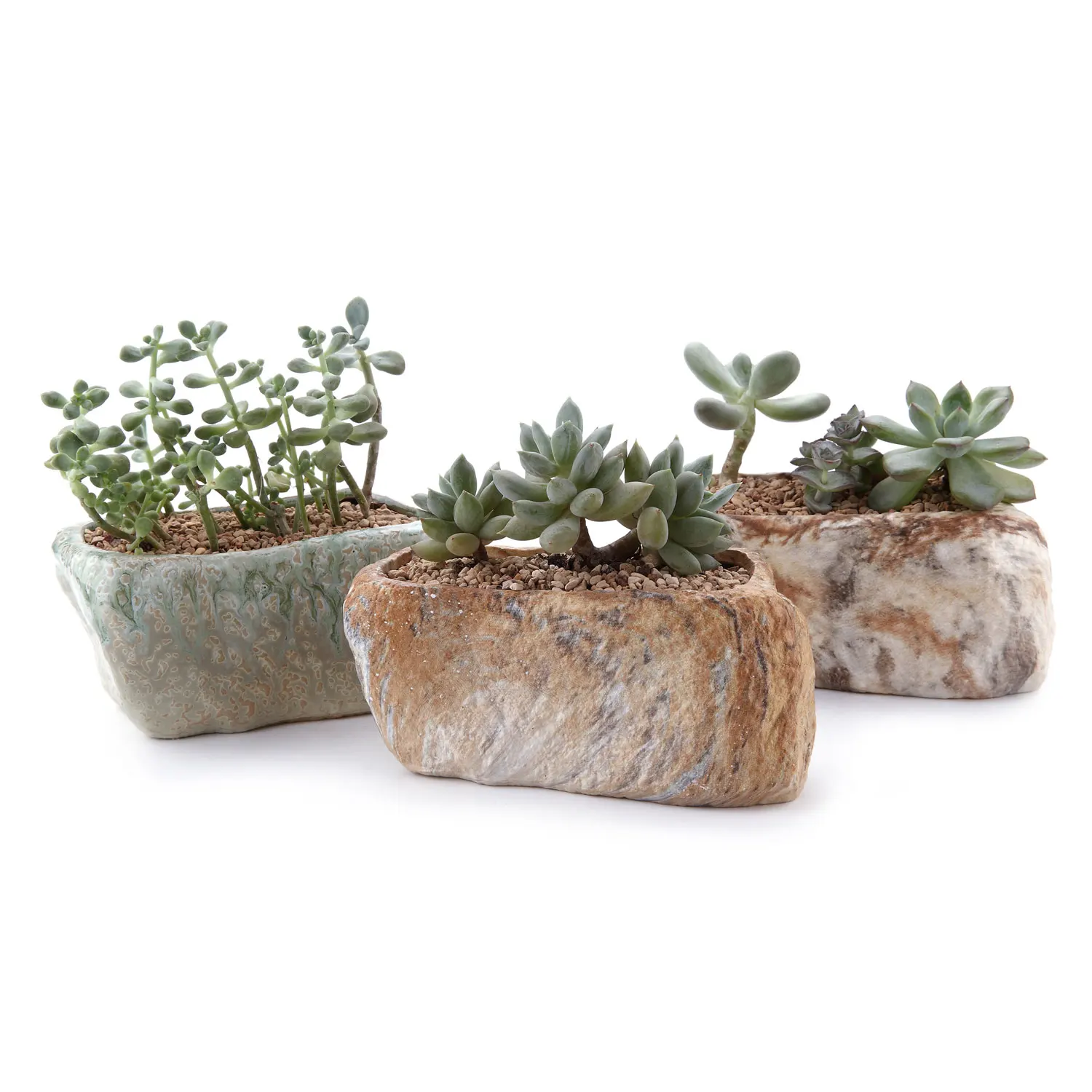 

5.25"Distinctive Stone Shape Sucuulent Cactus Plant Pots Flower Pots Planters Containers Window Boxes With Small Hole Set of 3