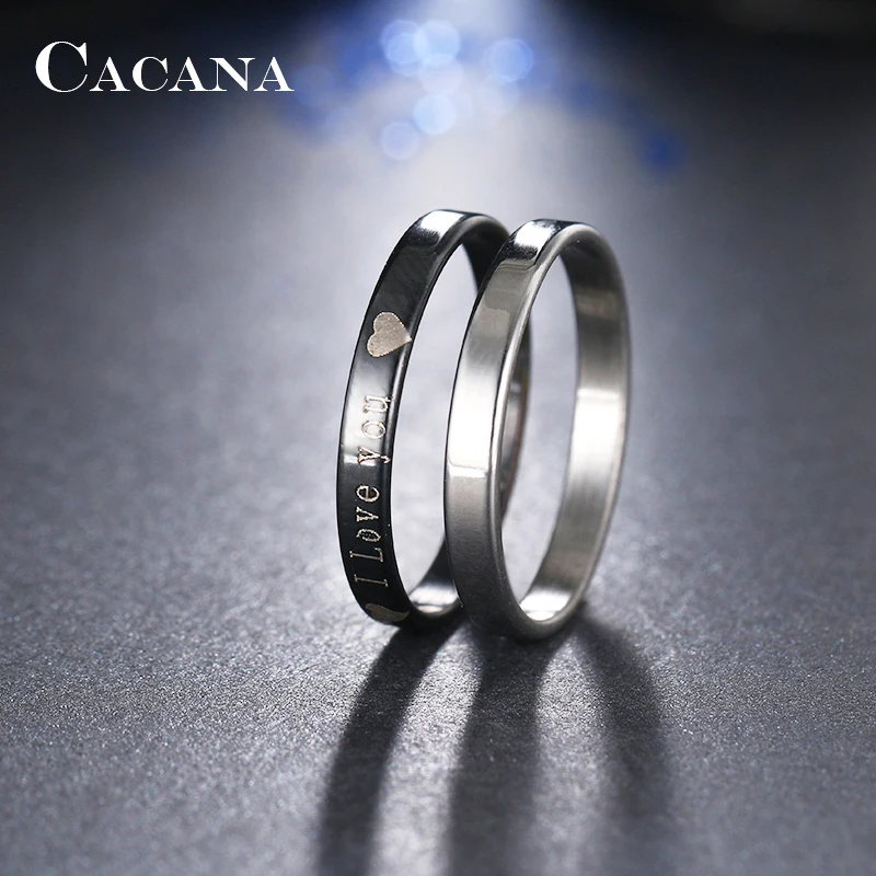 CACANA Stainless Steel Rings For Women Double Rings 1set(2pcs) Loving Heart Fashion Jewelry Wholesale NO.R154
