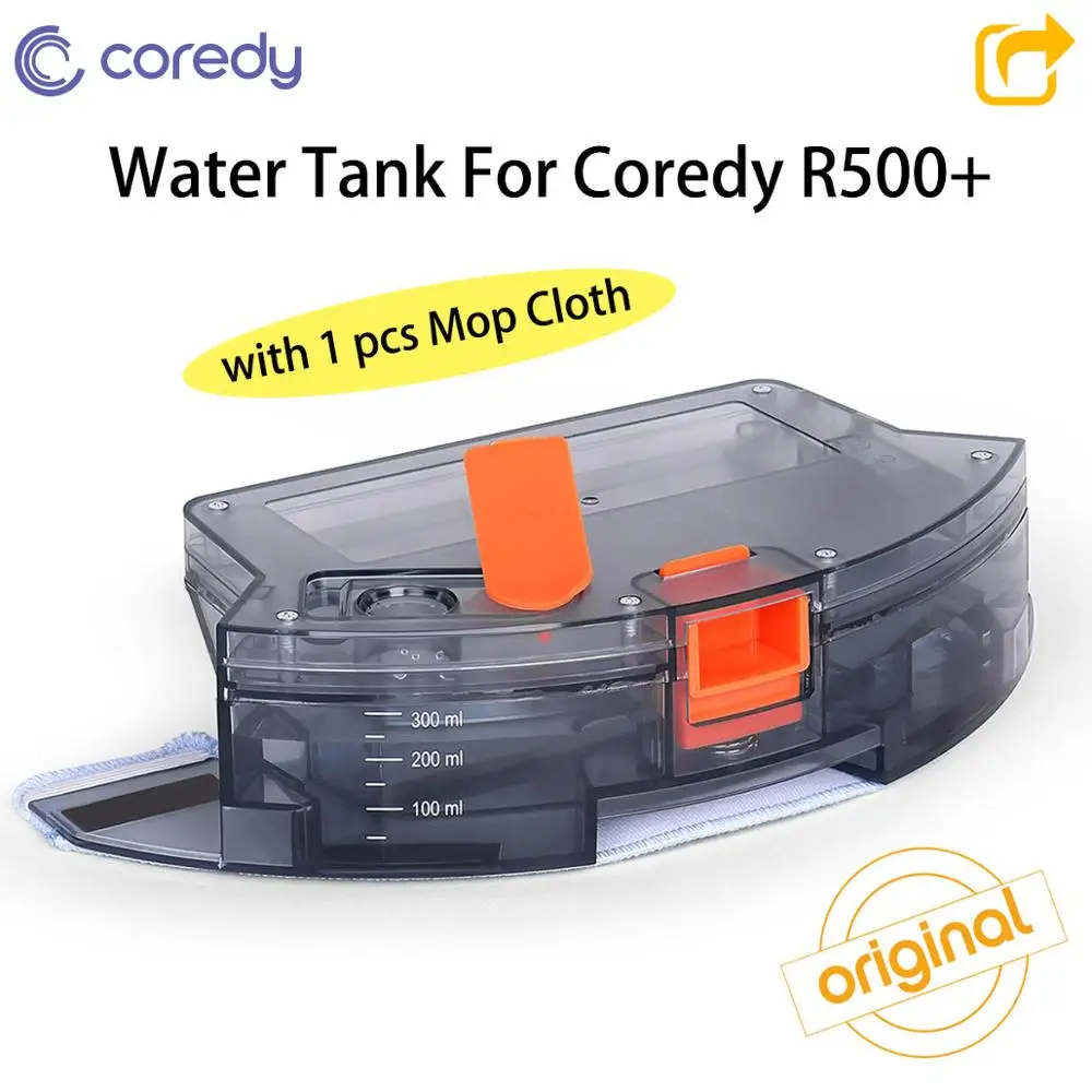 

Coredy Robot Vacuum Cleaner Spare Parts Replacement 300ml Water Tank Reservoir with 2pcs Mop Clothes for R500+ Sweeper Mopping