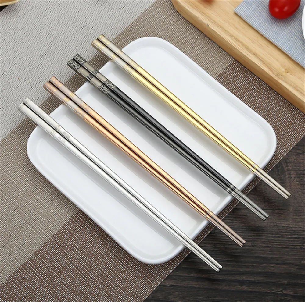 

1 Pair Stainless Steel Durable Reusable Chopsticks for Noodles Cooking Anti-scalding Anti-slip Ahop sticks