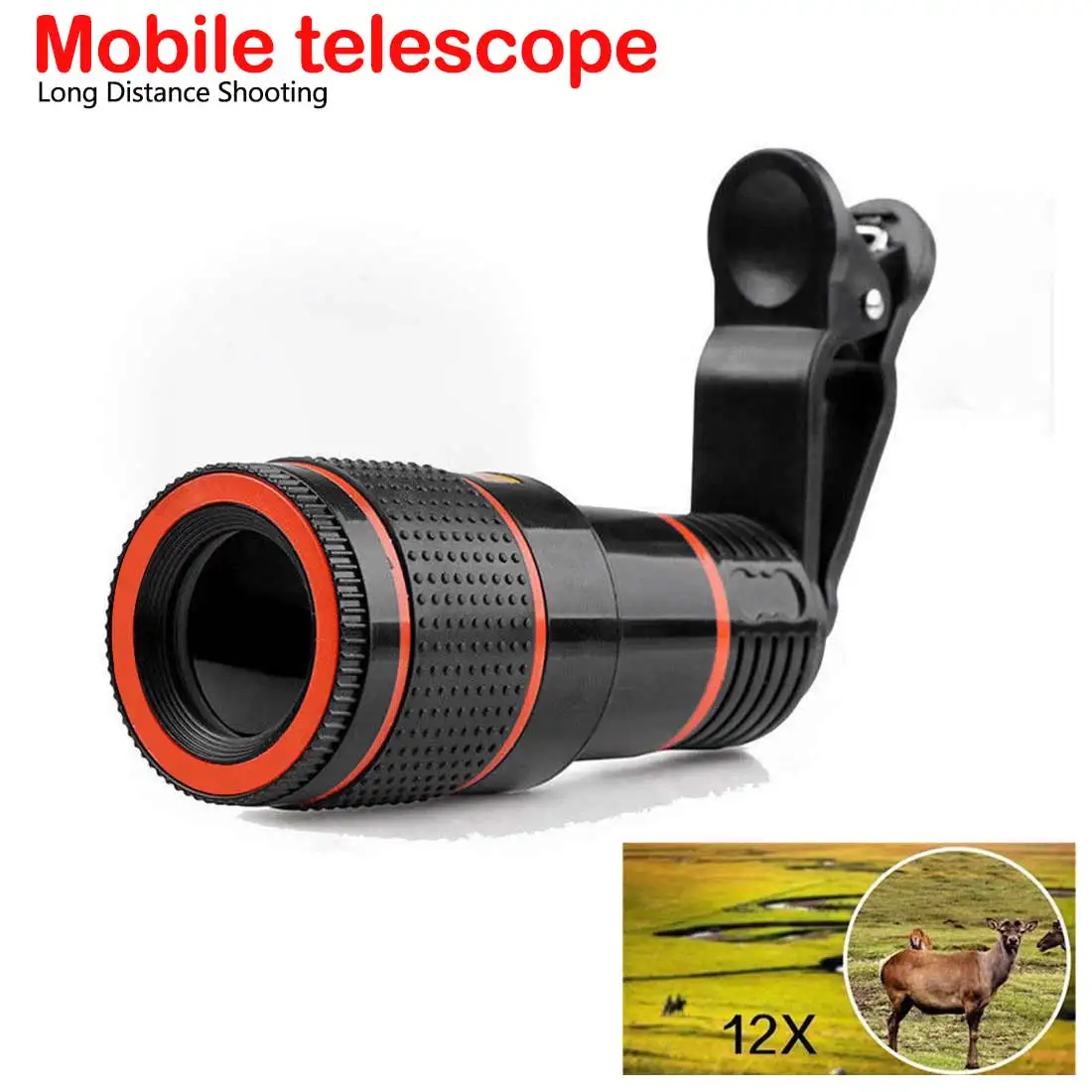 

Phone Accessories Universal external HD camera 12 times lens 2X telephoto mobile phone lens focusing zoom telescope head